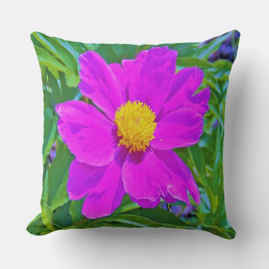 黄色の中心を持つ鮮やかな紫外線牡丹 クッション (正面)