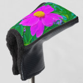 黄色の中心を持つ鮮やかな紫外線牡丹 ゴルフヘッドカバー (3/4 正面)