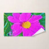 黄色の中心を持つ鮮やかな紫外線牡丹 バスタオルセット (ハンドタオル)