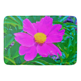 黄色の中心を持つ鮮やかな紫外線牡丹 バスマット