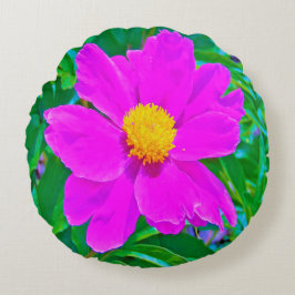 黄色の中心を持つ鮮やかな紫外線牡丹 ラウンドクッション