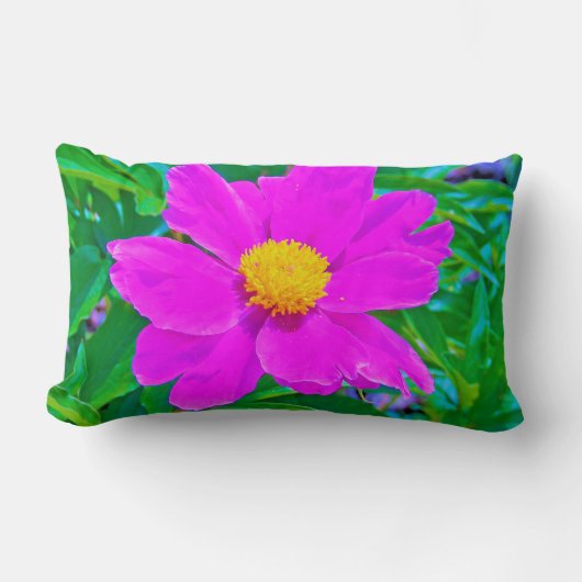 黄色の中心を持つ鮮やかな紫外線牡丹 ランバークッション (正面)