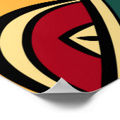 黄色の丸いオーナメントのシームレスなパターン ポスター (角)