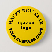 黄色の丸いボタンで新年の挨拶 缶バッジ (正面)