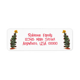 黄色の乾燥プレス花クリスマスツリー ラベル