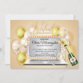 黄色の仮想ブライダルシャワーお祝いノートパソコン 招待状 (正面)