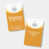 黄色の企業のビジターパスIDカスタムロゴ バッジ (正面＆裏面)