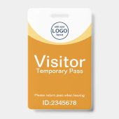 黄色の企業のビジターパスIDカスタムロゴ バッジ (正面)