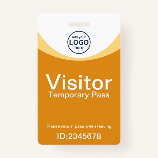 黄色の企業のビジターパスIDカスタムロゴ バッジ (正面)