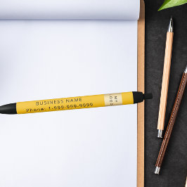黄色の会社のロゴ名の電話番号 黒ボールペン