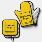 黄色の会社名とロゴ 鍋つかみ&鍋敷きセット (正面/裏面)