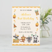 黄色の例示第1誕生日 招待状 (スタンド正面)