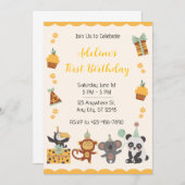 黄色の例示第1誕生日 招待状 (正面/裏面)