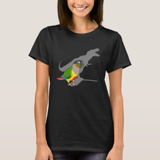 黄色の側面TレックスおもしろいオウムBi Tシャツ (正面)