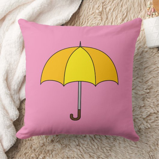 黄色の傘 クッション (ブランケット)