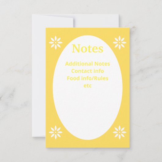 黄色の優美なフローラ夏の終わりパーティー 招待状 (裏面)