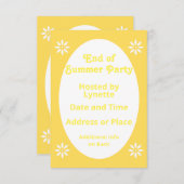 黄色の優美なフローラ夏の終わりパーティー 招待状 (正面/裏面)