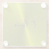 黄色の光沢のあるフェイク金属 ガラスコースター (裏面)