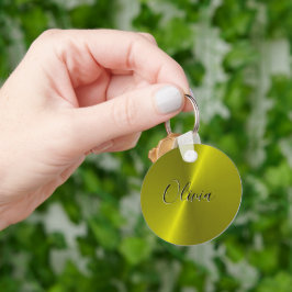 黄色の光沢のあるフェイク金属 キーホルダー