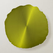黄色の光沢のあるフェイク金属 ラウンドクッション (裏面)