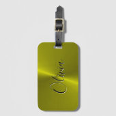 黄色の光沢のあるフェイク金属 ラゲッジタグ (正面縦)