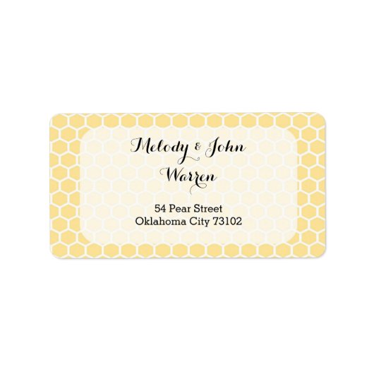 黄色の六角住所 シール (正面)