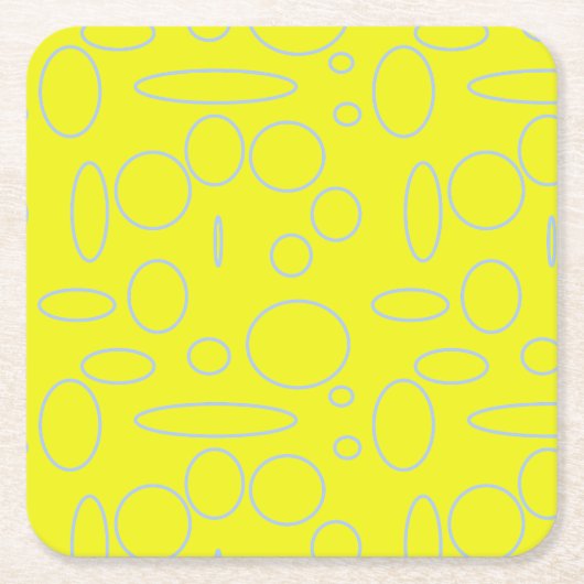 黄色の円とループマウスパッド スクエアペーパーコースター (正面)