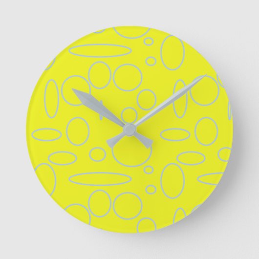 黄色の円とループ ラウンド壁時計 (正面)