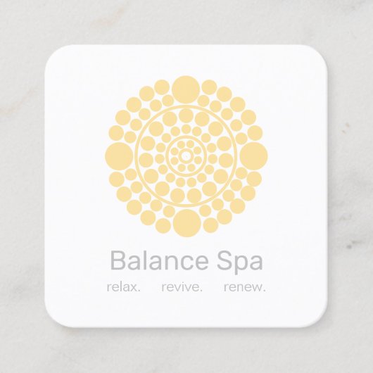 黄色の円のモチーフのロゴ スクエア名刺 (正面)