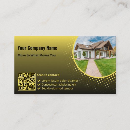 黄色の写真の不動産代理実在者と目立つ 名刺 (正面)