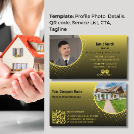 黄色の写真の不動産代理実在者と目立つ 名刺