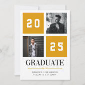 黄色の写真モダンコラージュの卒業発表 招待状 (正面)