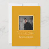 黄色の写真モダンコラージュの卒業発表 招待状 (裏面)