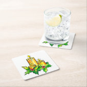 黄色の冬のパーティーテーブルデコール スクエアペーパーコースター (インサイチュ)