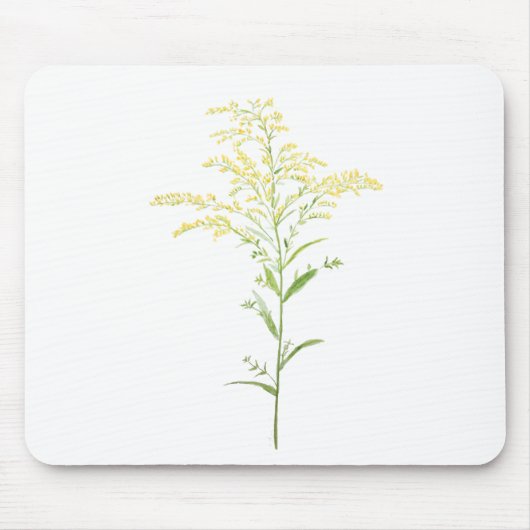 黄色の初期ゴールデンロッドの絵画水色 マウスパッド (正面)