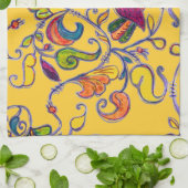 黄色の北の鳥 キッチンタオル (折り畳み)