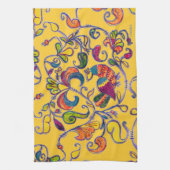 黄色の北の鳥 キッチンタオル (縦)