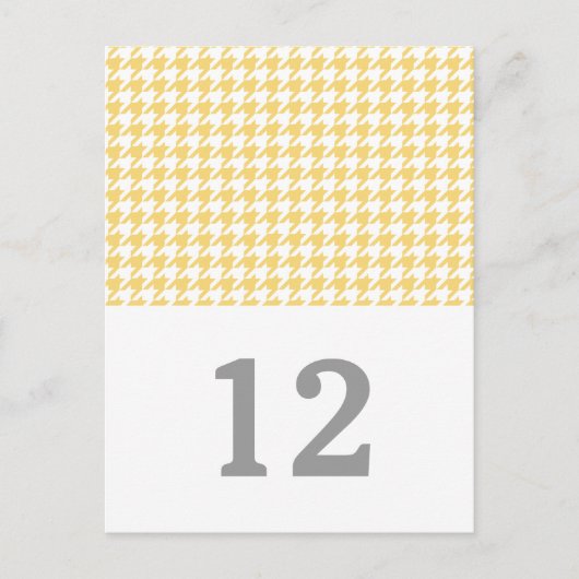 黄色の千鳥格子の表の番号はがき ポストカード (正面)