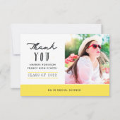 黄色の卒業写真サンキューカード サンキューカード (正面)