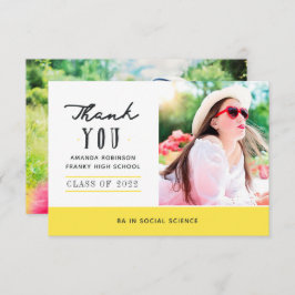 黄色の卒業写真サンキューカード サンキューカード