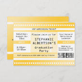 黄色の卒業又はパーティー入学チケット 招待状 (正面/裏面)