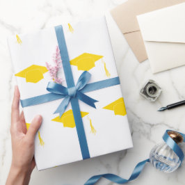 黄色の卒業帽シンプル子 ラッピングペーパー