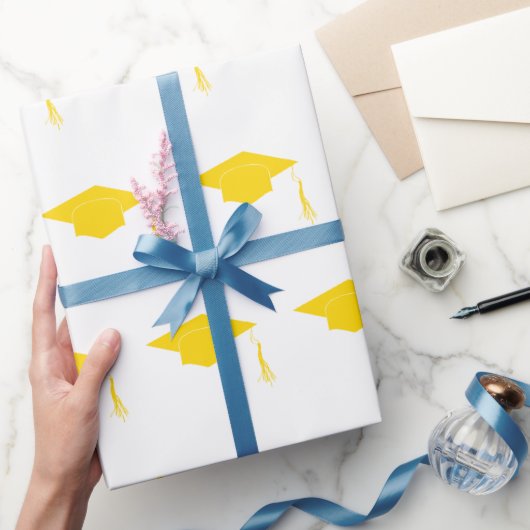 黄色の卒業帽シンプル子 ラッピングペーパー (ギフト)