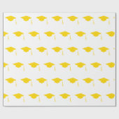 黄色の卒業帽シンプル子 ラッピングペーパー (フラット)