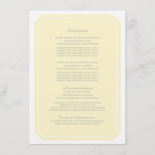 黄色の単純エレガント情報カード エンクロージャーカード (正面)