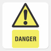 黄色の危険信号 スクエアシール (正面)