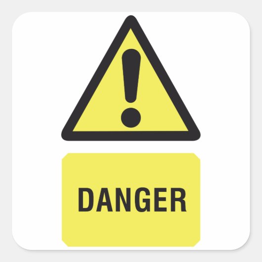 黄色の危険信号 スクエアシール (正面)
