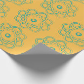 黄色の原子シンボル上の淡海緑 ラッピングペーパー (角)