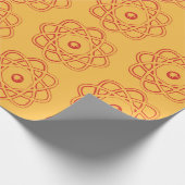 黄色の原子シンボル上の赤 ラッピングペーパー (角)