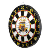 黄色の古いロードスターと金ゴールドブラックフォイルデザイン ダーツボード (正面右)